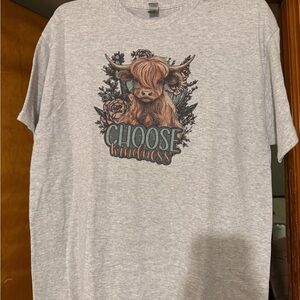 Gildan Light Gray T-Shirt with Floral Design